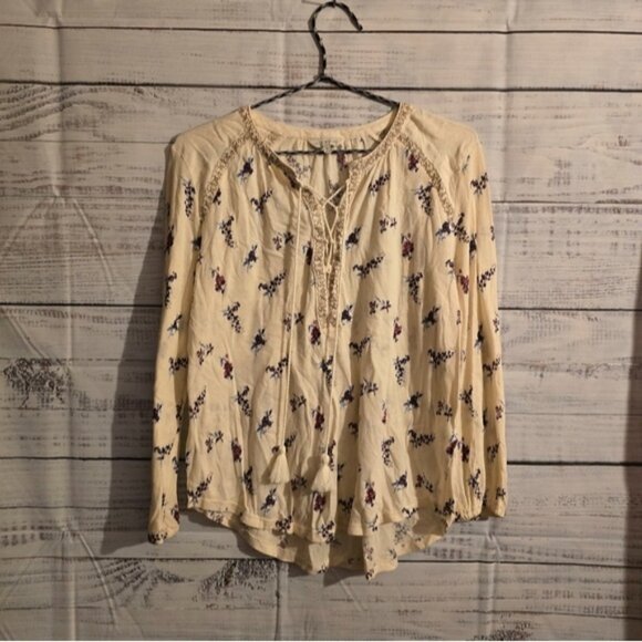 Lucky Brand Floral Peasant Top Longsleeve Size Small - Picture 2 of 8